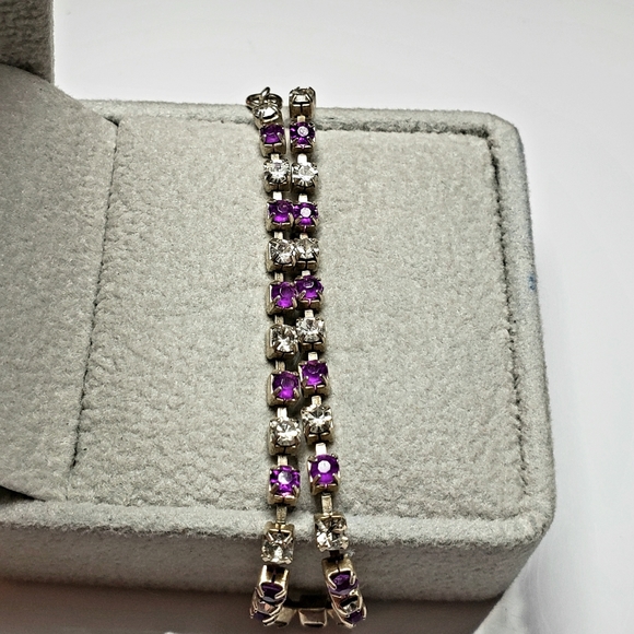 Purple stone and diamond bracelet - Picture 2 of 3
